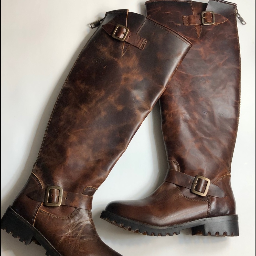 Freebird Boots Size 6 Tall Brown Leather ZIP